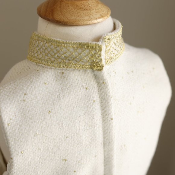 Girl's Couture Off White Gold Fleck Tweed Dress Sleeveless Tailored Party Event - Picture 5 of 10